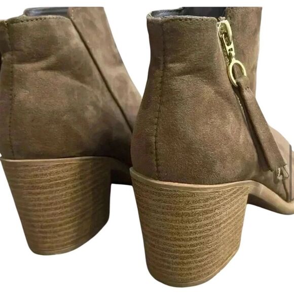 Cupid Women's Ankle Booties Size 7 Brown Zip Casual Block Heel - Picture 3 of 5